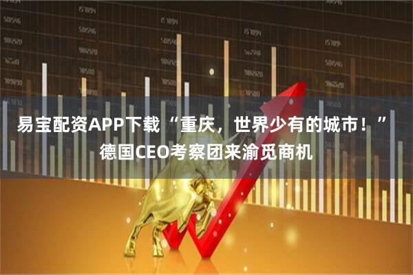 易宝配资APP下载 “重庆，世界少有的城市！” 德国CEO考察团来渝觅商机